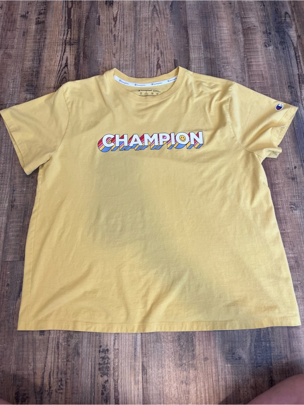 Champion Mustard Yellow Crewneck Tee with Branded Neck Tape